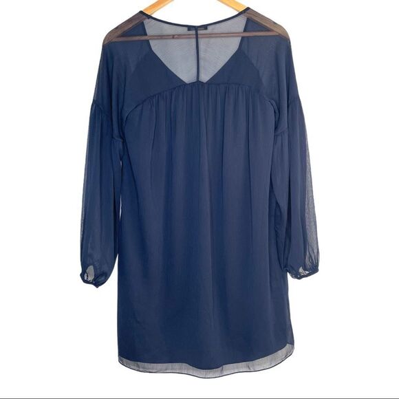 Massimo Dutti Navy Loose Fit Sheer Sleeve Mini Dress Size Small - Picture 3 of 8